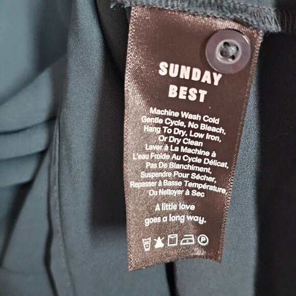 Aritzia Sunday Best Cinched Waist Sheath Mini Dress Pleated Long Sleeve Green 6‎ - Picture 6 of 12